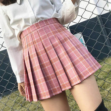 Load image into Gallery viewer, Women Skirt Preppy Style High Waist Chic Stitching Skirts Summer Student Pleated Skirt Women Cute Sweet Girls Dance Skirt