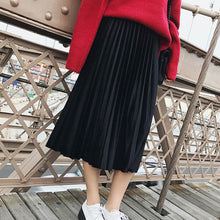 Load image into Gallery viewer, Spring 2020 Women Long Metallic Silver Maxi Pleated Skirt Midi Skirt High Waist Elascity Casual Party Skirt Vintage
