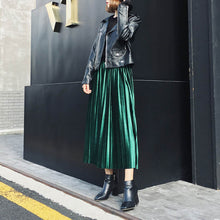 Load image into Gallery viewer, Spring 2020 Women Long Metallic Silver Maxi Pleated Skirt Midi Skirt High Waist Elascity Casual Party Skirt Vintage
