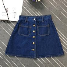 Load image into Gallery viewer, Denim Skirt Spring Summer Women Short A-line Buttom Skirts High Waist Slim Pocket Clothes For Female Causal Summer Women Skirt
